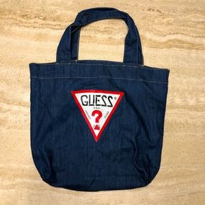 GUESS denim vintage logo canvas bag 🤍